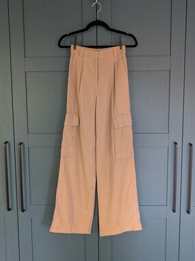 Dynamite Wide Leg Cargo Trousers | Size 00 | Beige / Tan